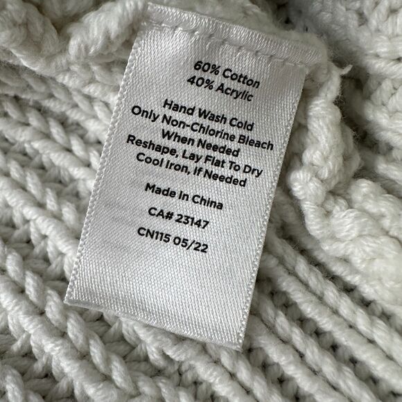 Haven Well Within Chunky Knitted Sweater Women’s Large White Funnel Neck Cotton - Picture 7 of 10